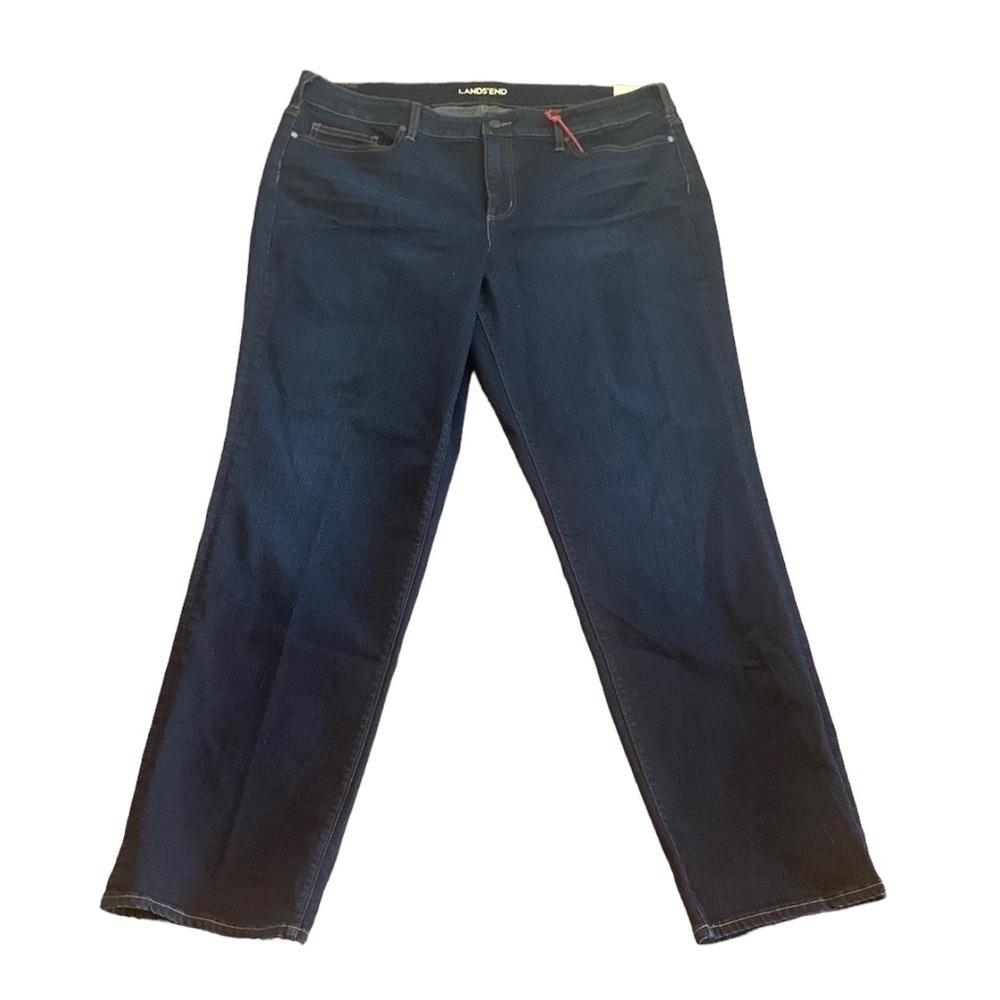 Lands End Midrise Dark Rinse Straight Leg Jean NWT Size 20W